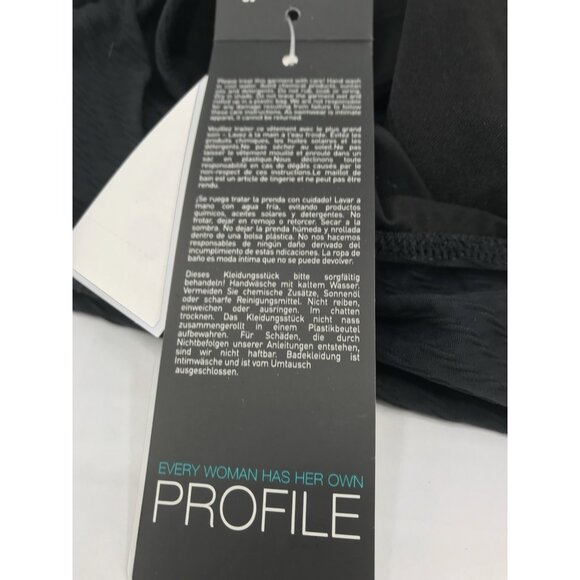 Profile By Gottex One Piece Swimsuit Dress Size 16W Black Padded Ruched Sides - Picture 11 of 11